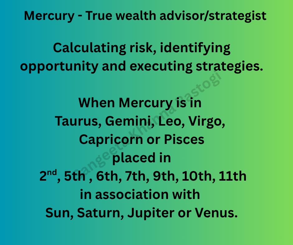 Mercury a good financial advisor and strategist