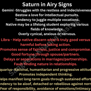 Saturn in Airy Signs(gemini, Libra, Aquarius).