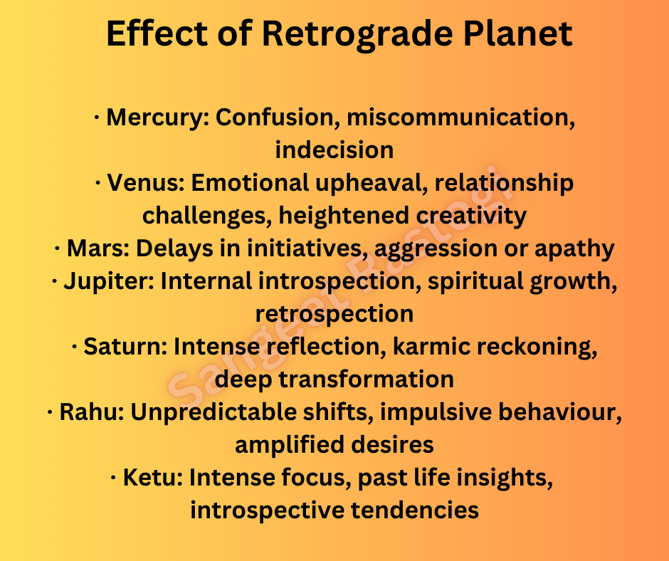 Retrograde planet and its effects