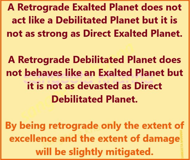 Retrograde Exalted and Debilitated planet