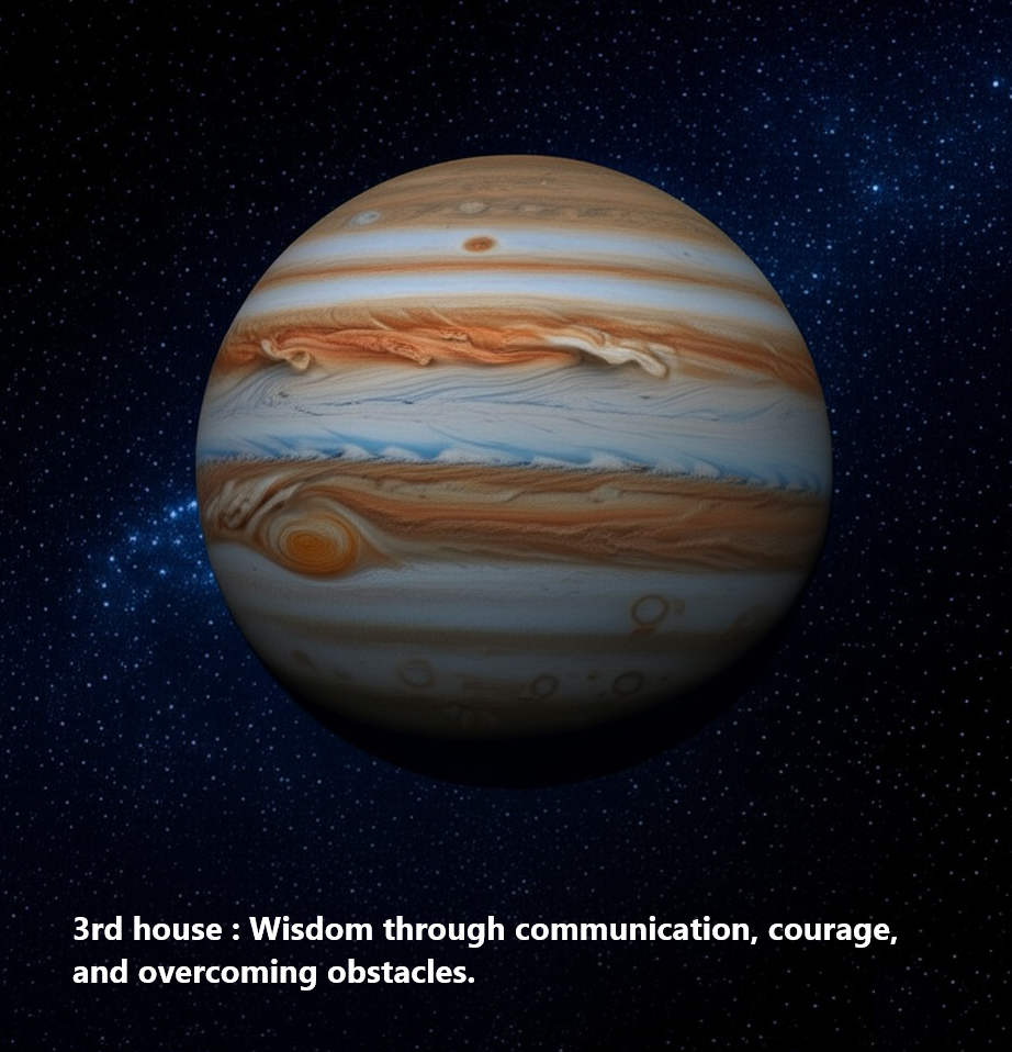 3rd house: Wisdom through communication, courage, and overcoming obstacles.